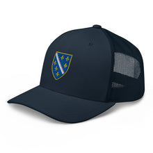 Load image into Gallery viewer, Flag of BiH (1992–1998) Trucker Cap Embroidery | Ljiljan