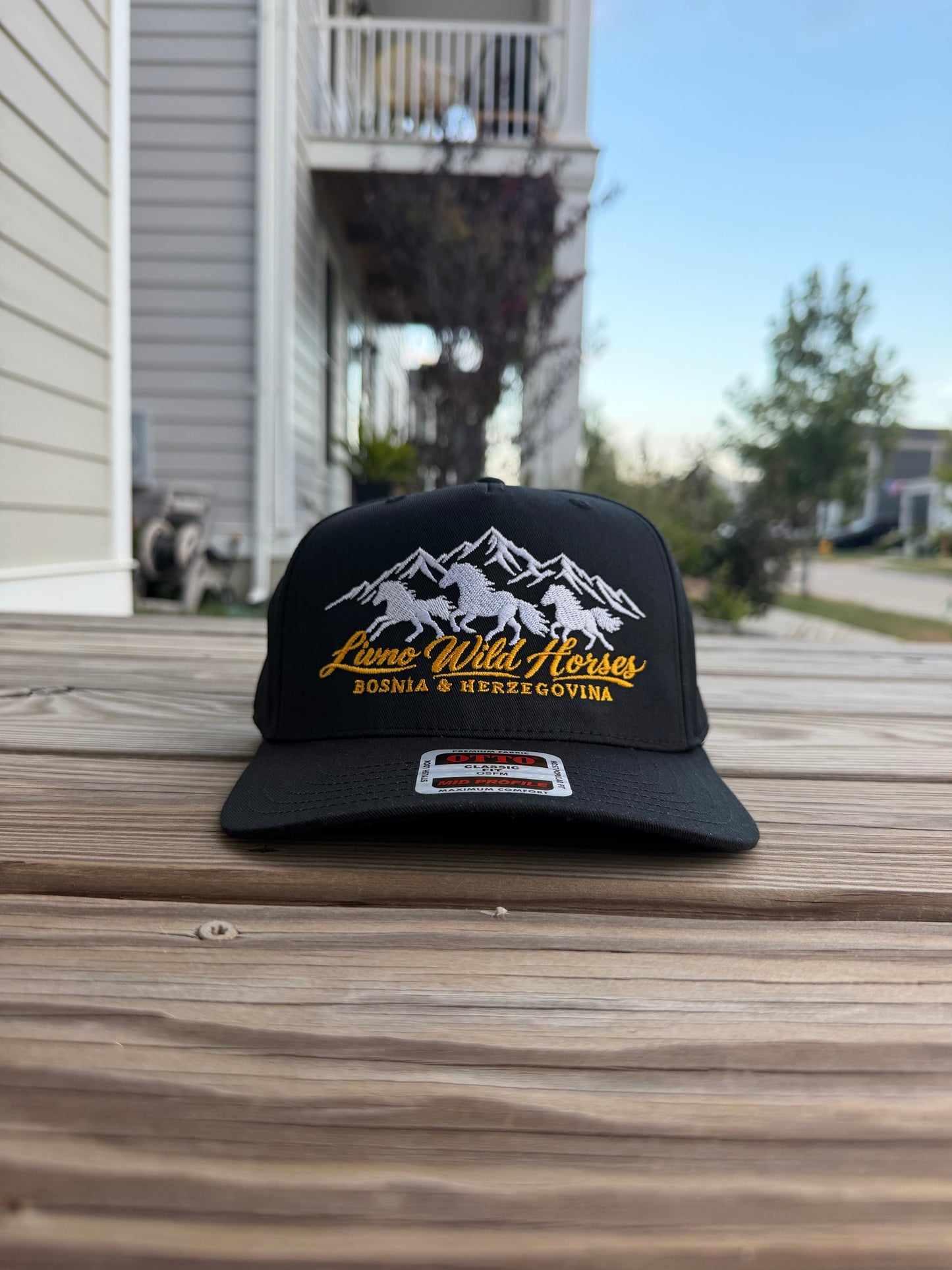Livno Wild Horses 5 Panel Mid-Profile Baseball Cap Embroidery