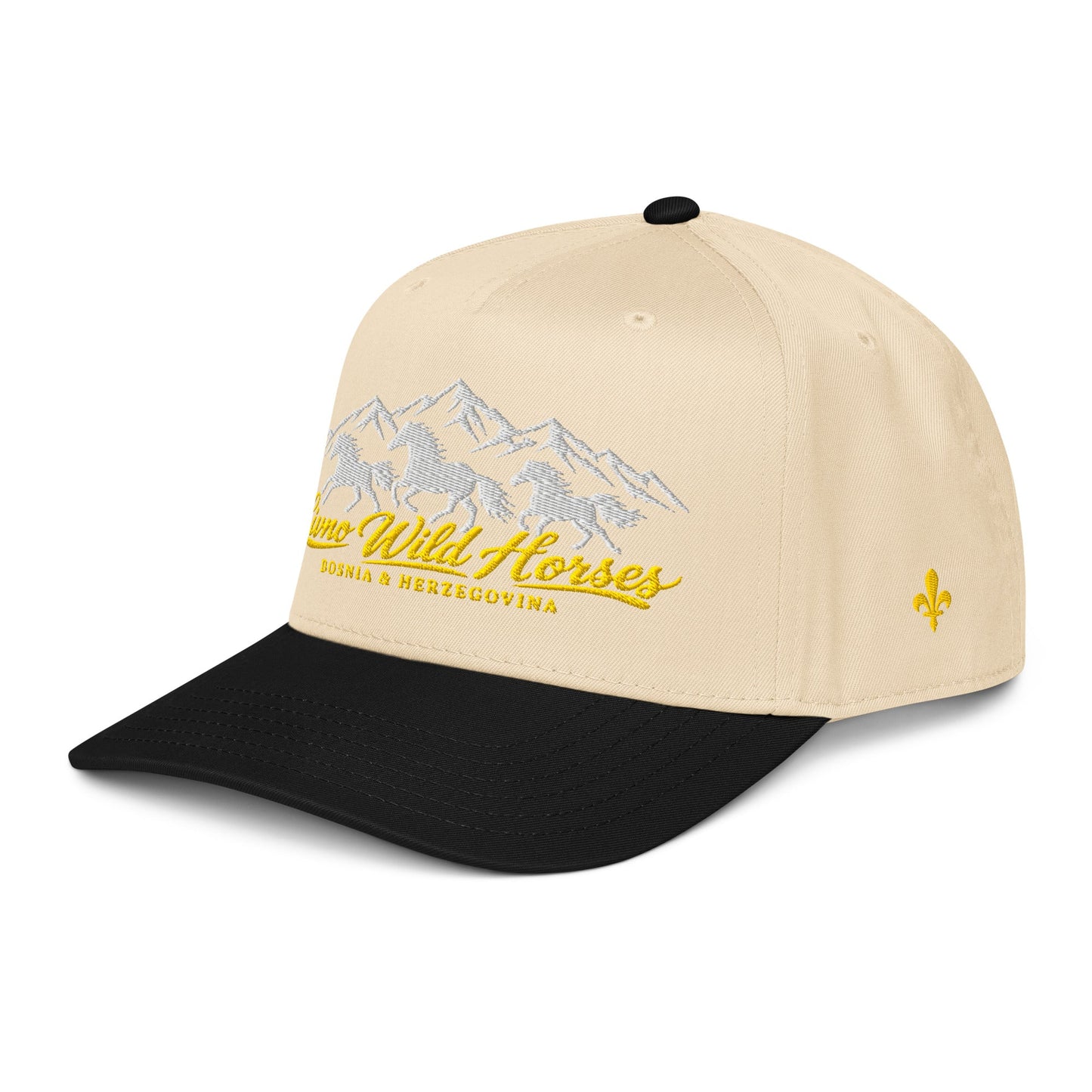 Livno Wild Horses 5 Panel Mid-Profile Baseball Cap Embroidery