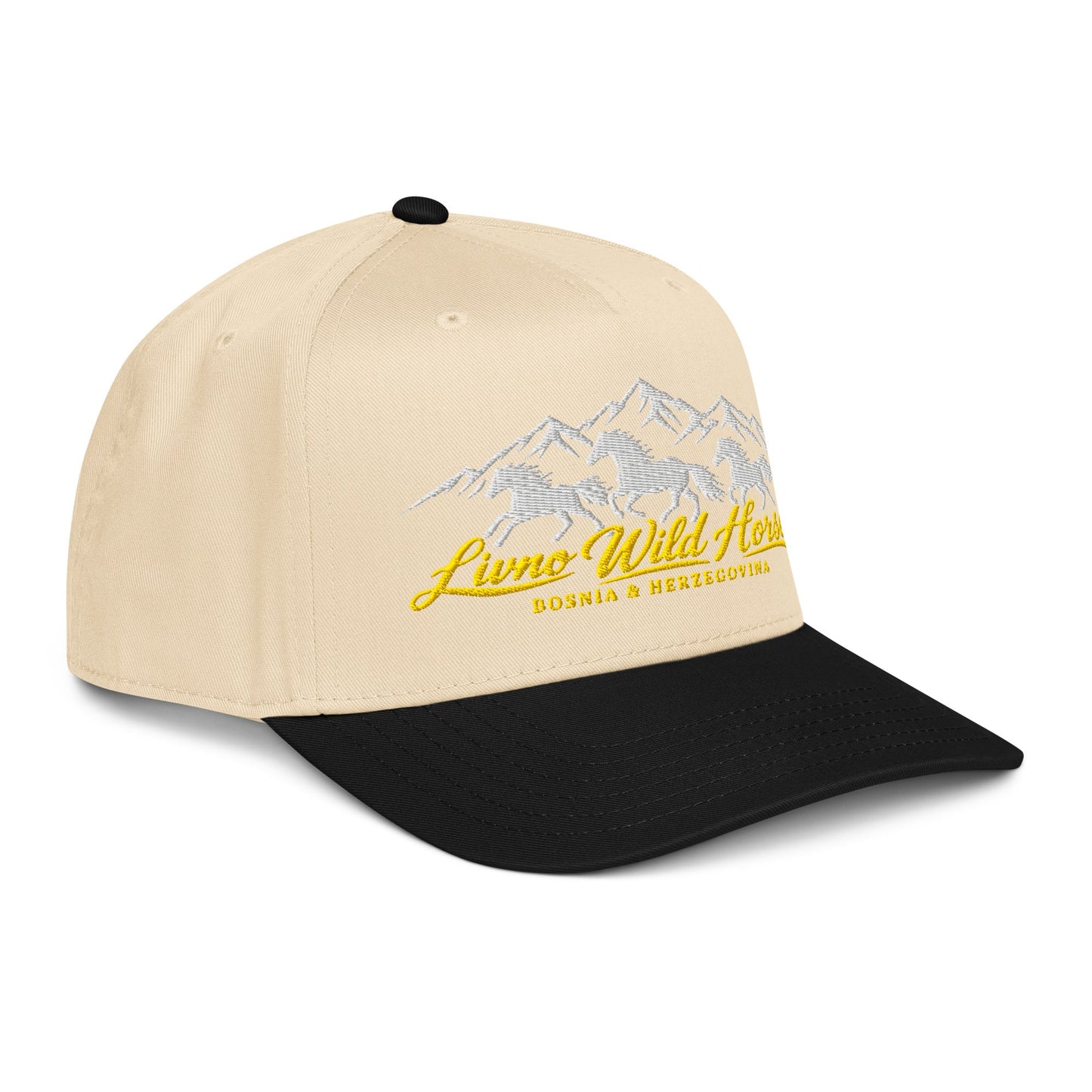 Livno Wild Horses 5 Panel Mid-Profile Baseball Cap Embroidery