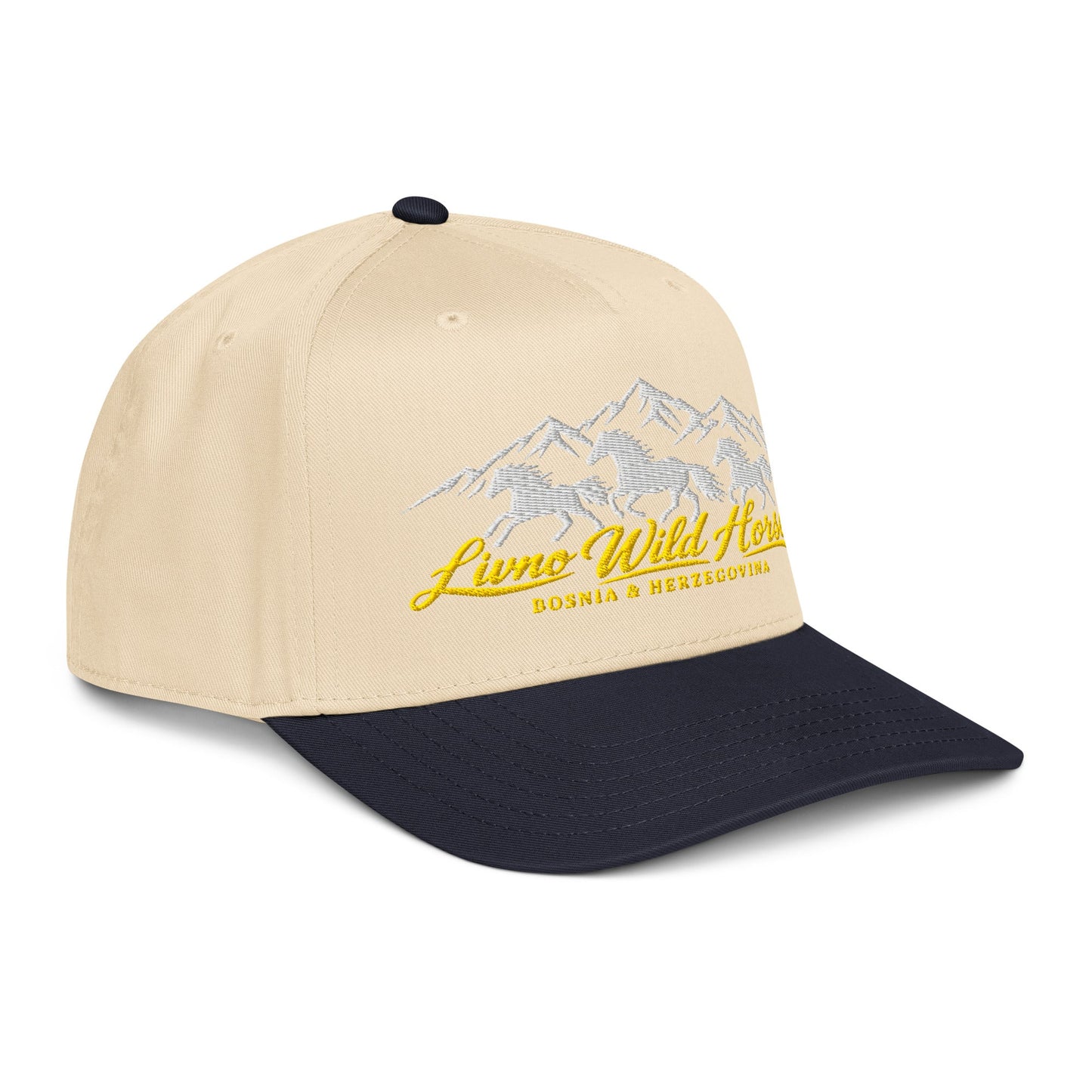 Livno Wild Horses 5 Panel Mid-Profile Baseball Cap Embroidery