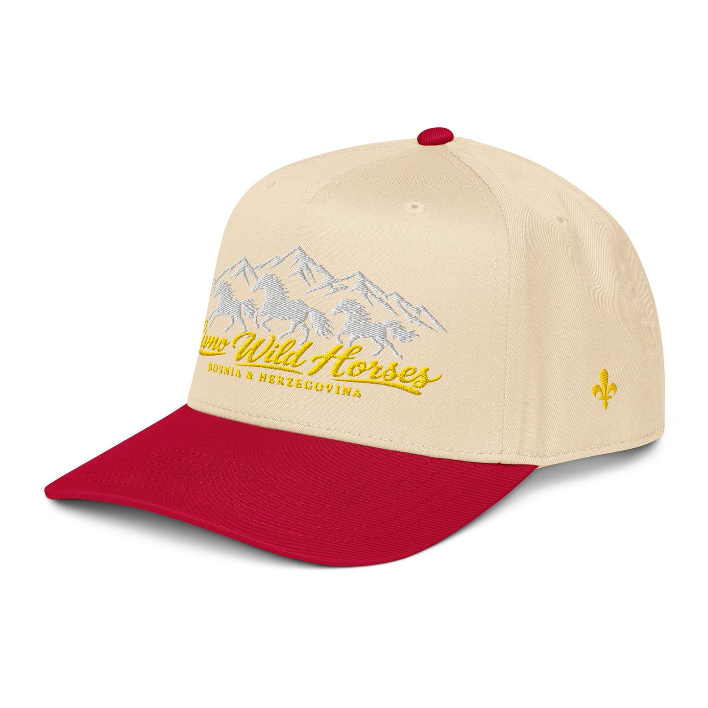 Livno Wild Horses 5 Panel Mid-Profile Baseball Cap Embroidery