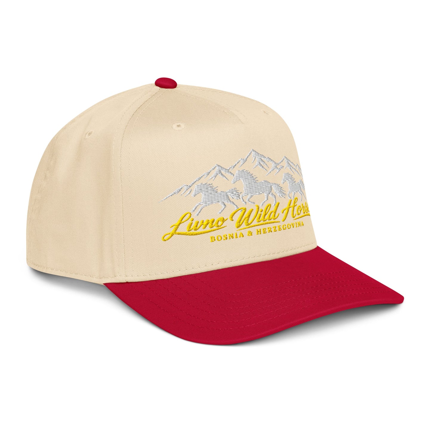 Livno Wild Horses 5 Panel Mid-Profile Baseball Cap Embroidery