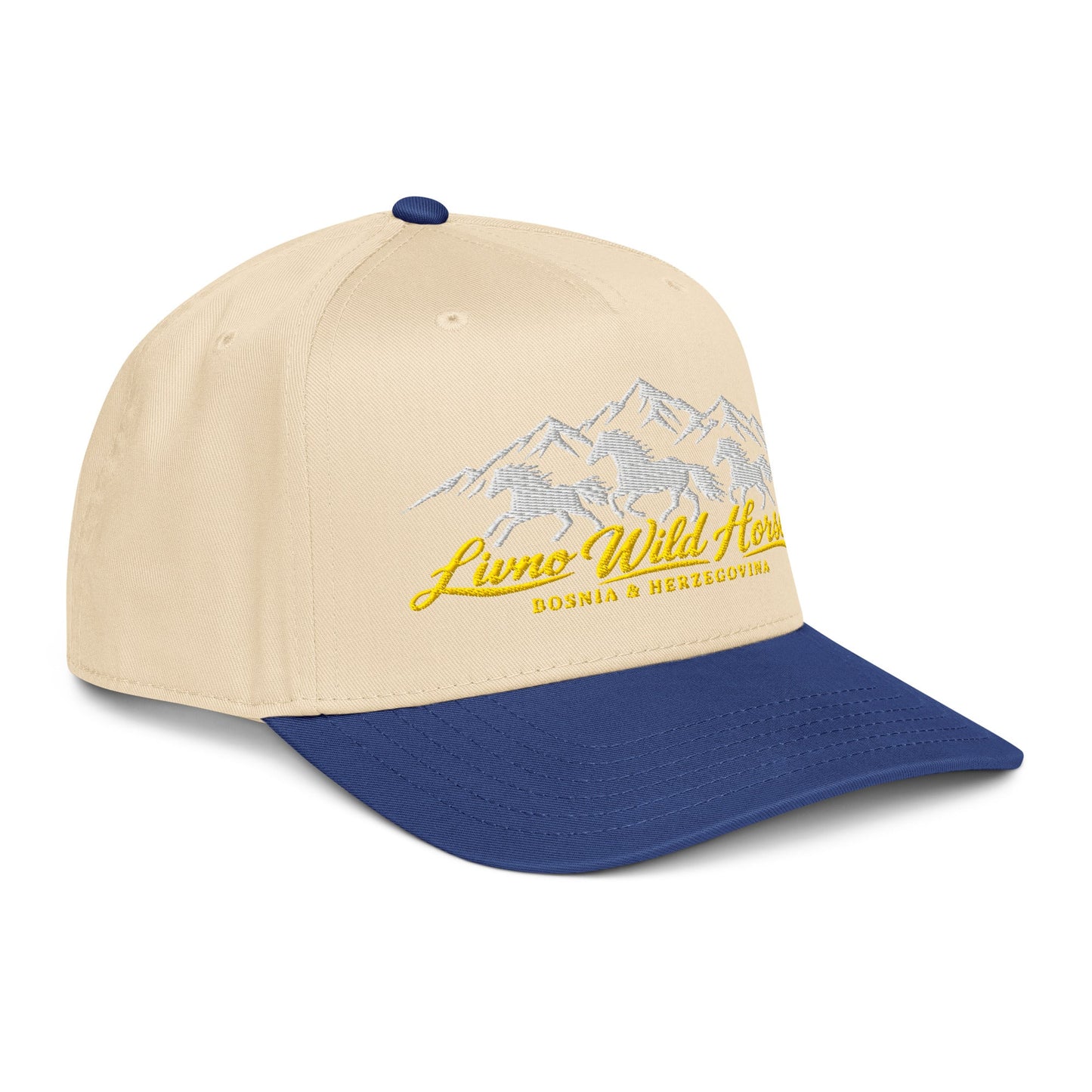 Livno Wild Horses 5 Panel Mid-Profile Baseball Cap Embroidery