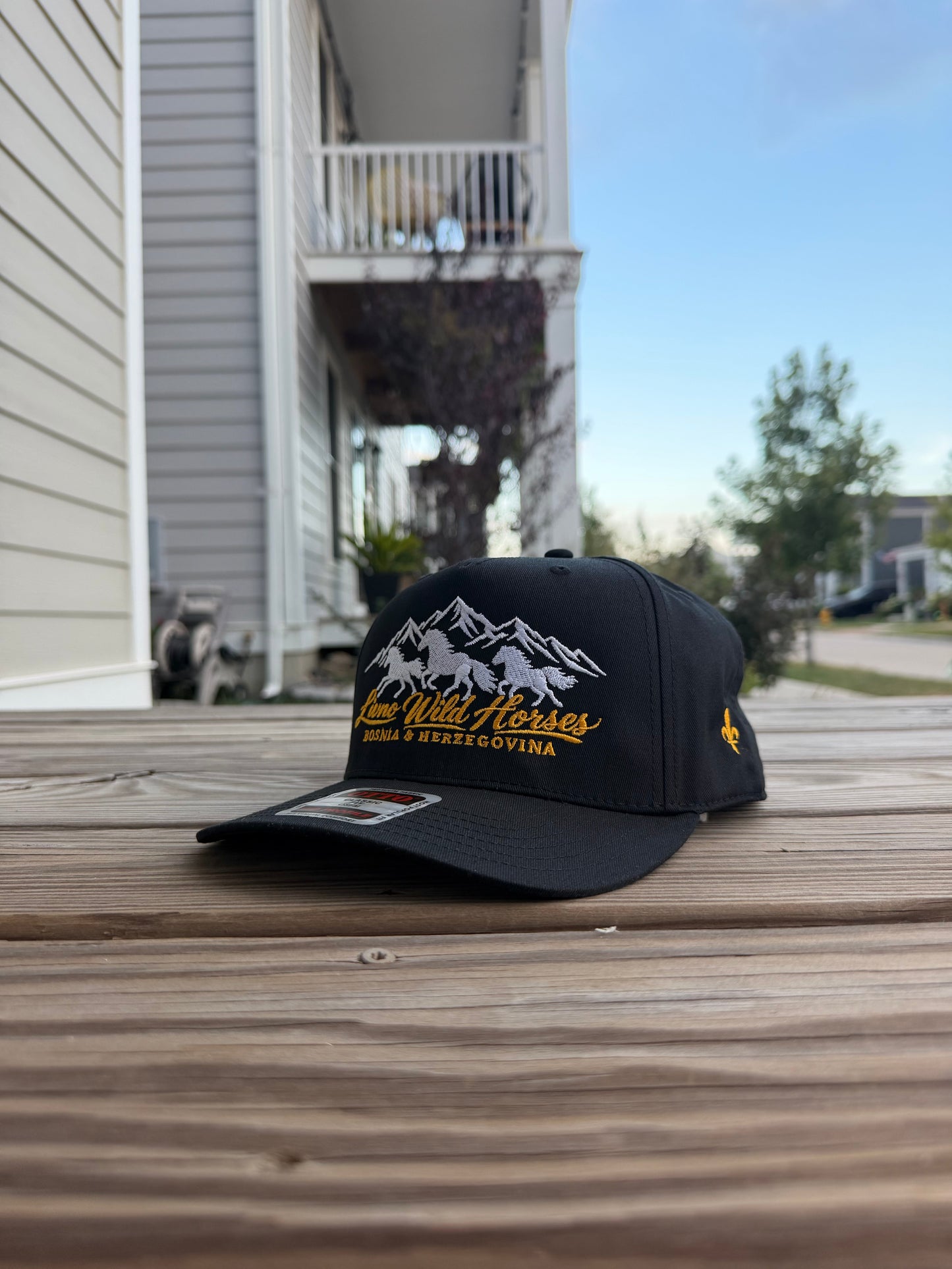 Livno Wild Horses 5 Panel Mid-Profile Baseball Cap Embroidery